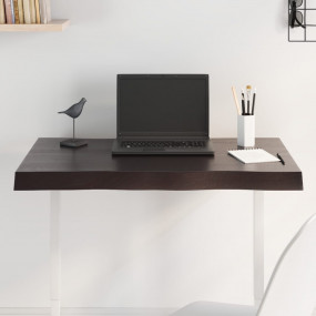 Table Top Dark Brown Solid Oak Wood 31.5 x 15.7 x 2.4 i...