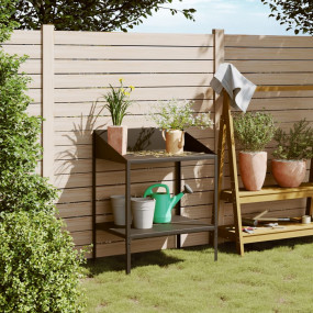Plant Stand Anthracite Galvanized Steel Medium Height-A...