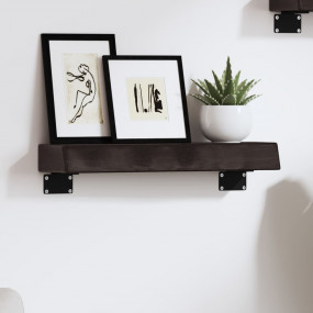 Wall Shelf Dark Brown Solid oak wood 15.7x3.9x2.4 in St...