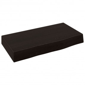 Wall Shelf Dark Brown Treated Solid Oak Wood Small Wall...