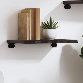 Wall Shelf Dark Brown Solid Oak Wood 15.7 in x 11.8 in ...