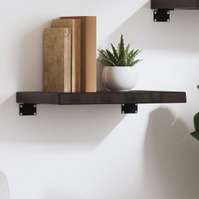 Wall Shelf Dark Brown Solid Oak Wood Small Wall Shelf