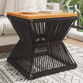 Coffee Table Black Solid Acacia Wood 15.0 in x 15.0 in ...