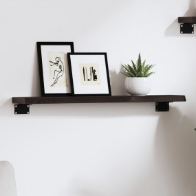 Wall Shelf Dark brown Solid oak wood 23.6 in long Sturd...