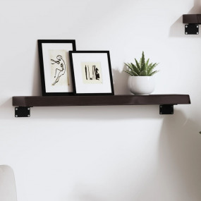 Wall Shelf Dark Brown Solid oak wood 23.6x3.9x1.6 in Wa...