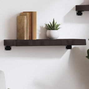 Wall Shelf Dark Brown Solid Oak Wood 23.6x7.9x2.4 in Wa...