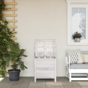Garden Storage Box White Solid fir wood Medium Garden S...