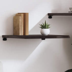 Wall Shelf Dark Brown Solid Oak Wood Medium Durable