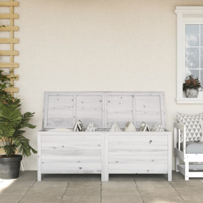 Garden Storage Box White Solid Fir Wood 59.1 x 19.7 x 2...