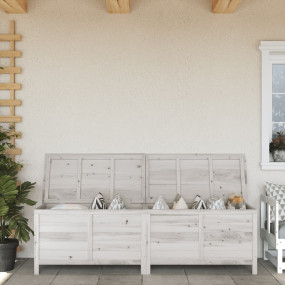 Garden Storage Box White Solid fir wood 78.1 x 19.7 x 2...