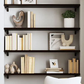 Wall Shelf Dark brown Solid oak wood Large Hardwood Wal...