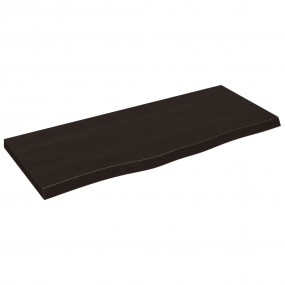 Wall Shelf Dark brown Solid oak wood 39.4x15.7x1.6 in W...