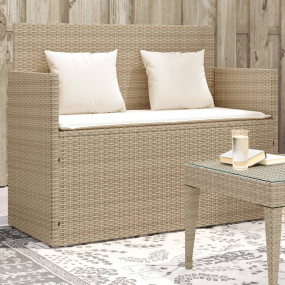 Garden Bench Beige Poly Rattan and Steel Standard Garde...