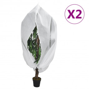 Plant Fleece Cover Set of 2 White