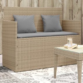 Garden Bench Beige PE rattan Medium Removable Covers