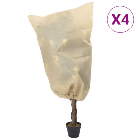 Plant Fleece Cover Set of 4 Beige