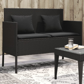 Garden Bench Black PE rattan Garden Bench Rectangular M...
