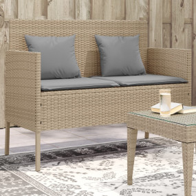Garden Bench Beige PE rattan, powder-coated steel Mediu...