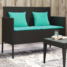Garden Bench Black PE rattan, powder-coated steel Mediu...