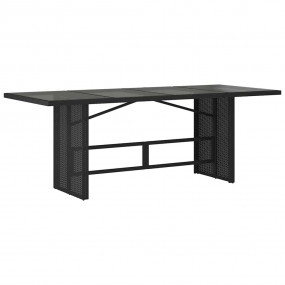 Garden Table Black PE rattan, powder-coated steel, temp...
