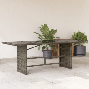 Garden Table Gray Poly Rattan Large Durable Garden Tabl...