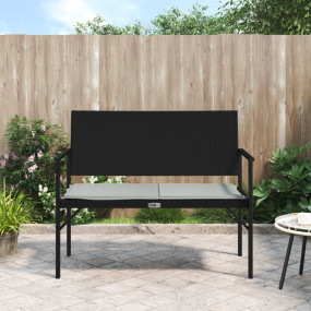 Garden Bench Black PE Rattan Standard Garden Bench Rect...