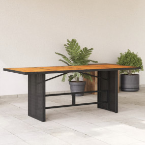 Garden Table Black PE Rattan Large UV-resistant materia...