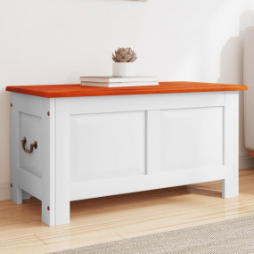 Storage Chest Brown and white Solid acacia wood and eng...