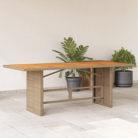 Garden Table Beige PE Rattan, Powder-coated Steel, Soli...
