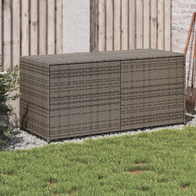 Garden Storage Box Grey PE rattan and powder-coated ste...