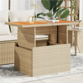 Garden Table Beige PE rattan 39.4 in x 21.7 in x 28.7 i...