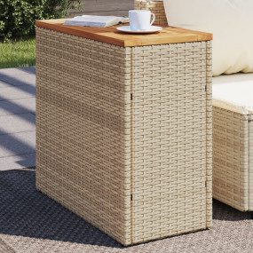 Garden Side Table Beige and brown PE rattan Small Adjus...