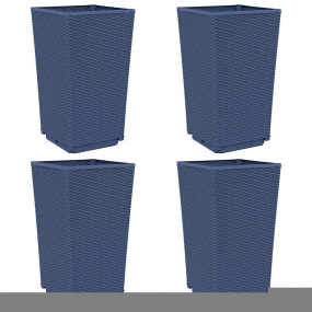 Garden Planter Set of 4 Blue Grey Polypropylene Medium
