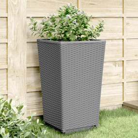 Garden Planter Set of 4 Light Grey Polypropylene Medium