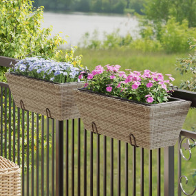 Planter Gray Steel wire, PE rattan, plastic Medium