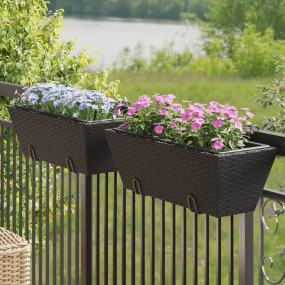 Planter Black PE Rattan, Steel, Plastic Medium Decorati...