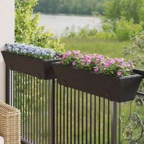 Planter Black Steel Lightweight Planter Trapezoidal Mod...