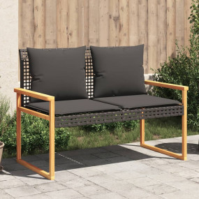 Garden Bench Black and brown PE Rattan Standard