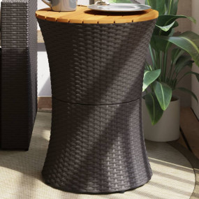 Garden Side Table Black PE rattan, powder-coated steel,...