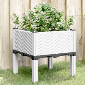 Garden Planter White Made of Polypropylene Medium Durab...