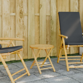 Garden Table Natural Bamboo Bamboo 17.7 in Diameter Fol...
