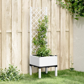 Garden Planter White Polypropylene 15.7x15.7x55.9 in Pl...