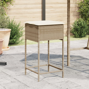Garden Bar Stool Beige PE rattan, Powder-coated steel, ...