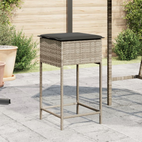 Garden Bar Stool Light Grey PE Rattan Standard  Removab...