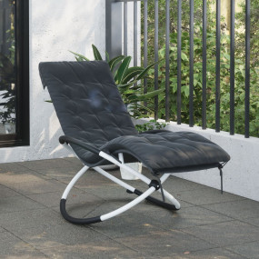 Sun Lounger Cushion Black Faux suede leather (100% poly...