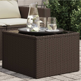 Garden Table Brown PE Rattan, Powder-Coated Steel, Temp...