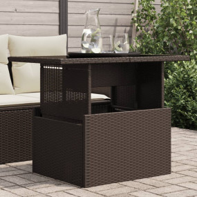 Garden Table Brown PE Rattan, Powder-Coated Steel, Temp...