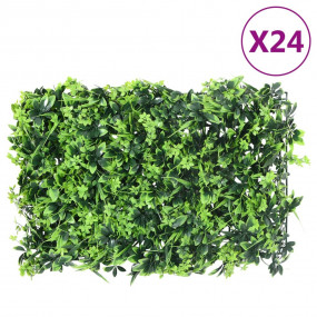 Artificial Leaf Fence Set of 24 Green Polyethylene 15.7...