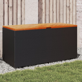 Garden Storage Box Black Poly Rattan 43.3 x 19.7 x 21.3...