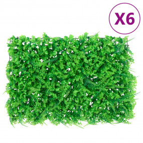 Artificial Fern Leaf Fence Set of 6 Green PE (Polyethyl...